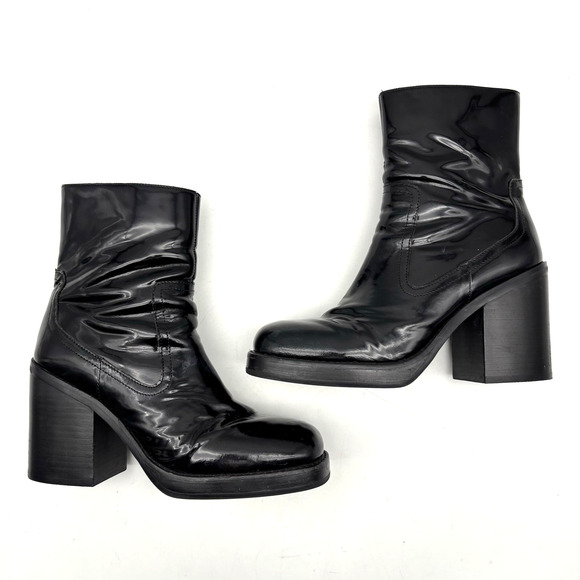 Jeffrey Campbell MAXEN 2 Black Patent Leather Block Heel Platform Boots Size 7 - Picture 16 of 16